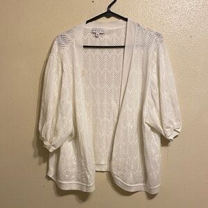 Eloquii Cream Open-Front Cardigan
